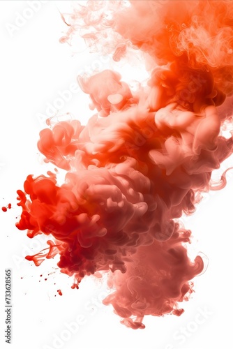 Fluid on white background, colored ink in water on white background 