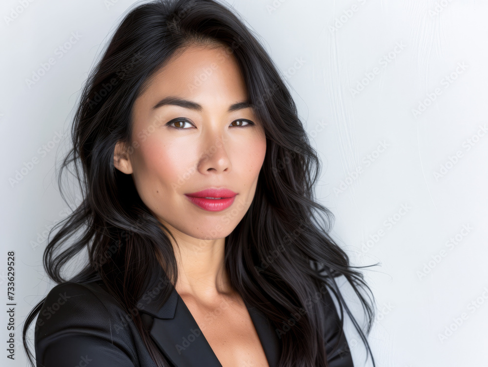 Asian businesswoman portrait with a white copy space background Asian businesswoman portrait with a white copy space background