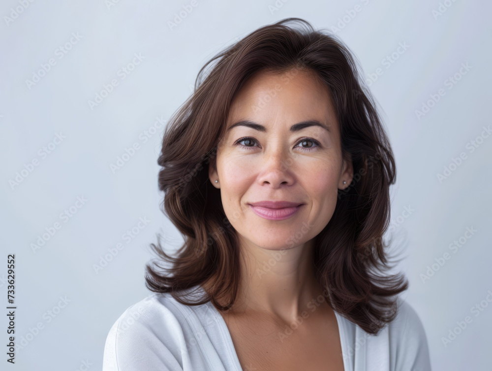 Obraz premium Asian businesswoman portrait with a white copy space background