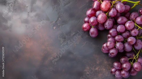 grape composition flat lay with free space for copy rock background