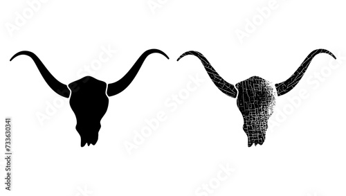 Bull or cow skull, black isolated silhouette photo