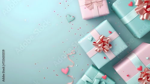 Gift boxes in pastel colors. Valentine s Day  banner  flyer  cover