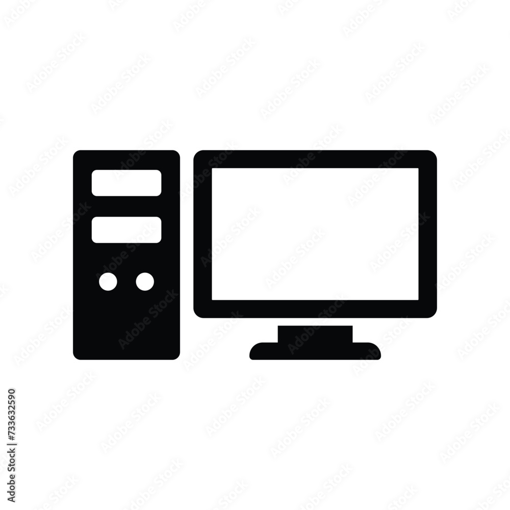 desktop computer icon vector design template simple and clean