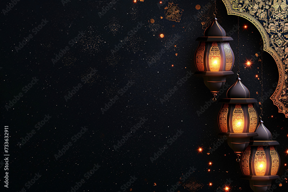 Fototapeta premium ramadan Kareem, Ramadan crescent moon, Eid Mubarak Islamic festival social media banner and Eid Mubarak Post Template, islam 