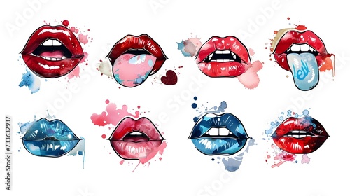 Fashion Fusion. Social Media Icons, Female Lips, News, Art