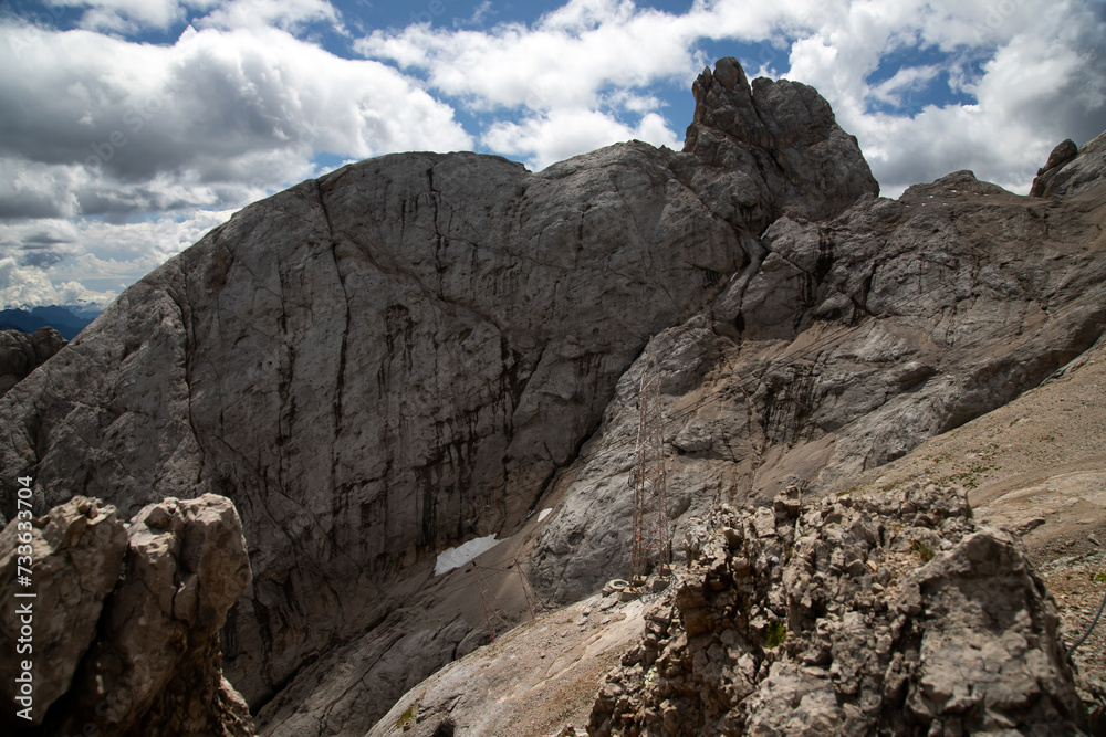 First world war monument in Searut, Marmolada, Dolomites, Italy