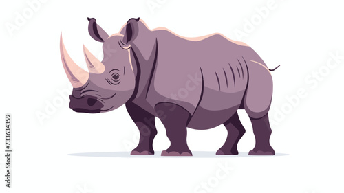 Rhino flat hand-drawn illustration. Cute