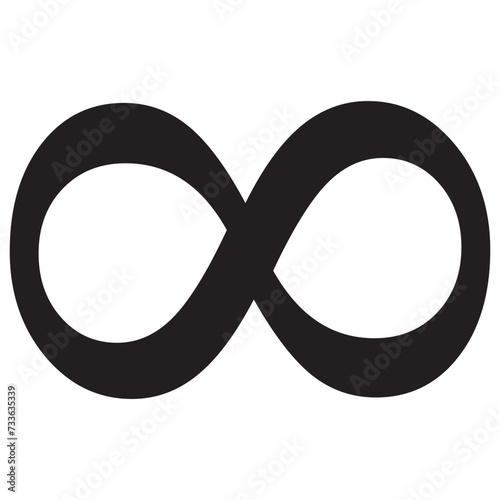 infinity symbol black - simple with discontinuation - isolated - vector