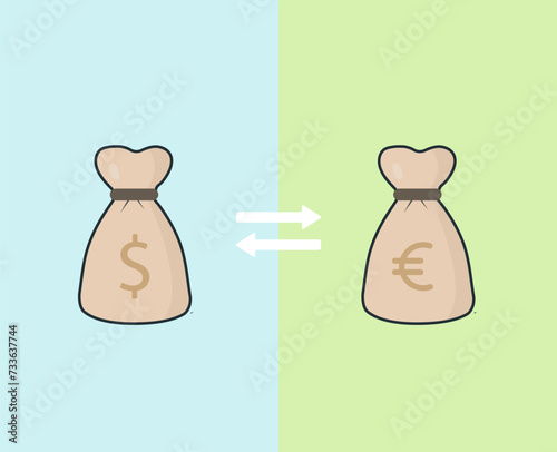currency exchange with money bag