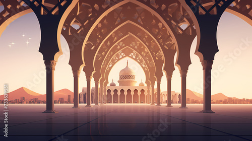 Glowing background for muslim feast in holy month of Ramadan Kareem © xuan