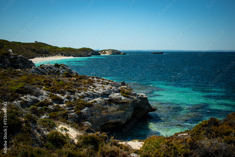 Australia, Rottnest Island with its 63 gorgeous beaches lies just 19 kilometres offshore from Perth surrounded by the sparkling Indian Ocean. It's also a great spot to see quokkas in the wildlife.