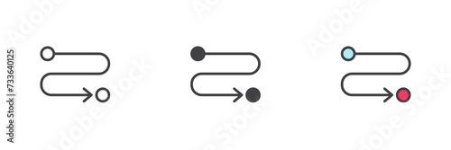 Route start and finish point different style icon set