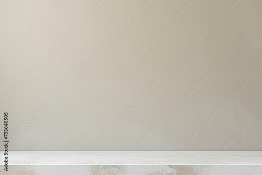 Close up view of a empty marble shelf for product display, with spacious beige wall, minimalistic, muted color tone, retro and vintage style... Close up view of a empty marble shelf for product display, with spacious beige wall, minimalistic, muted color tone, retro and vintage style...