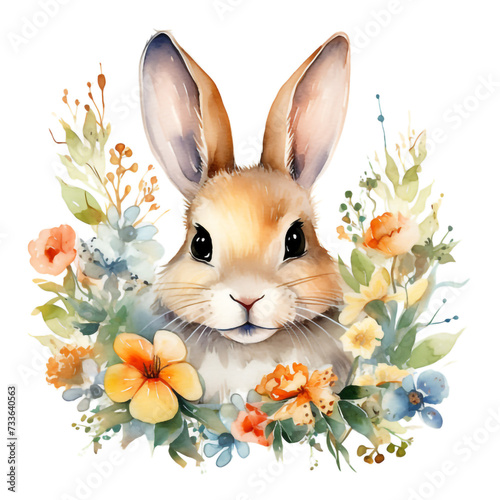 Easter bunny in watercolor style. Generated illustration of artificial intelligence. photo