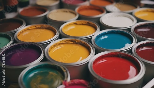 A set of vibrant acrylic paints on an artist's table, their tubes squeezed and loved