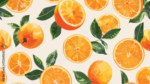 Seamless pattern with painted oranges.