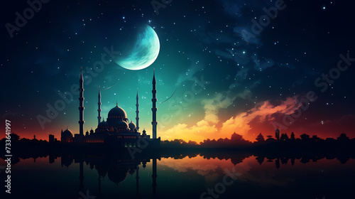 Ramadan background with mosque or lantern illustration