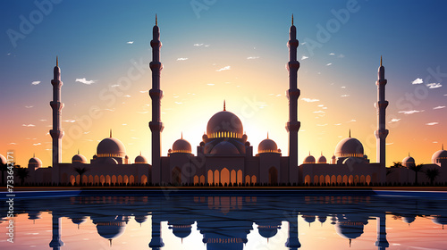 Ramadan background with mosque or lantern illustration