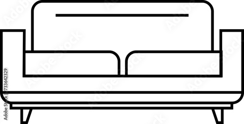 Sofa, couch icon in line style editable stock. Outline sign pictogram on transparent background. Furniture symbol illustration. Pixel perfect vector for website design and mobile, app development.