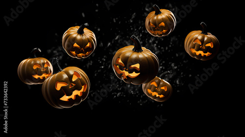 Pumpkins halloween 3D isolated on black background