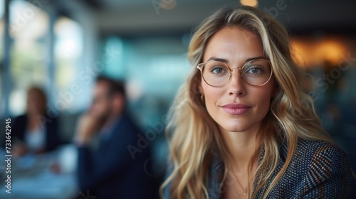 Insightful Businesswoman with Glasses at Work