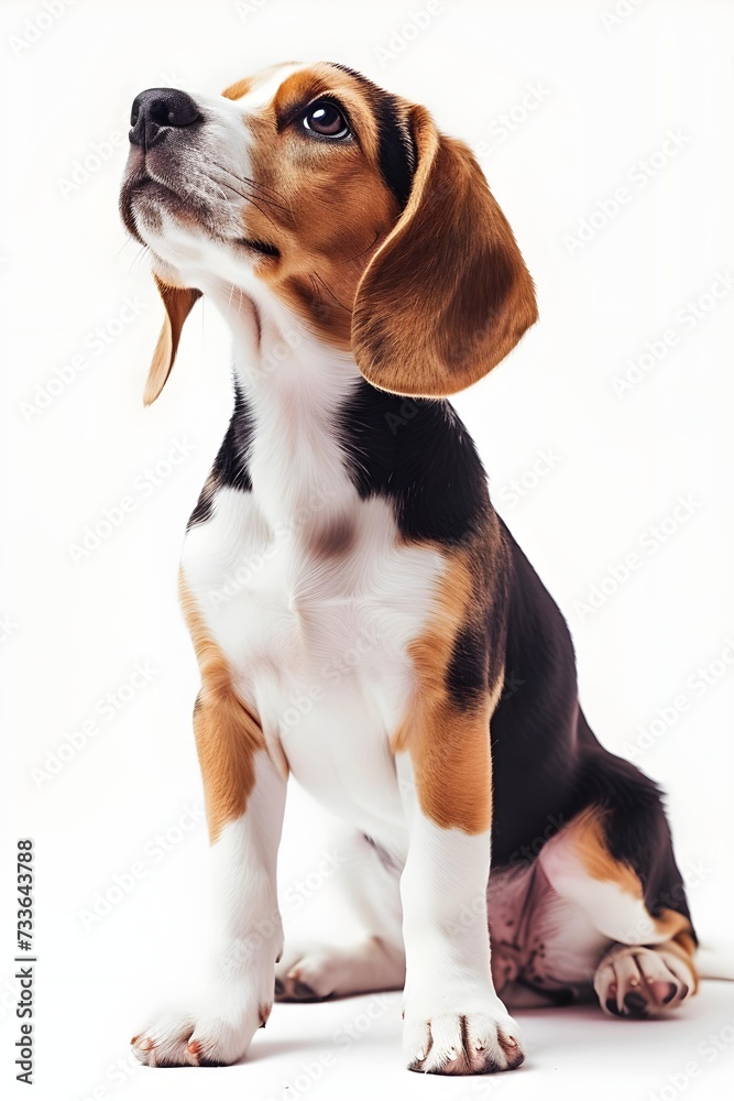 Adorable Beagle dog sitting with soulful eyes