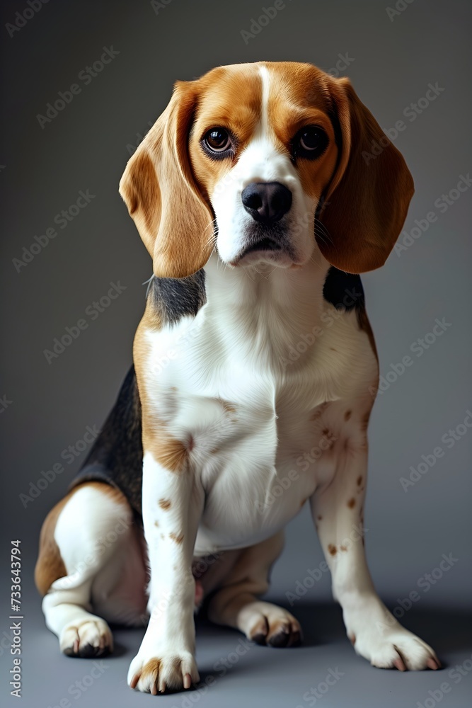 Adorable Beagle dog sitting with soulful eyes