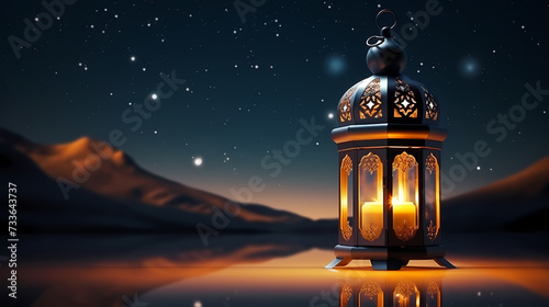 Ramadan background with mosque or lantern illustration