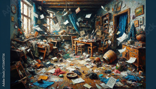 Creative Chaos in an Artist's Abandoned Studio