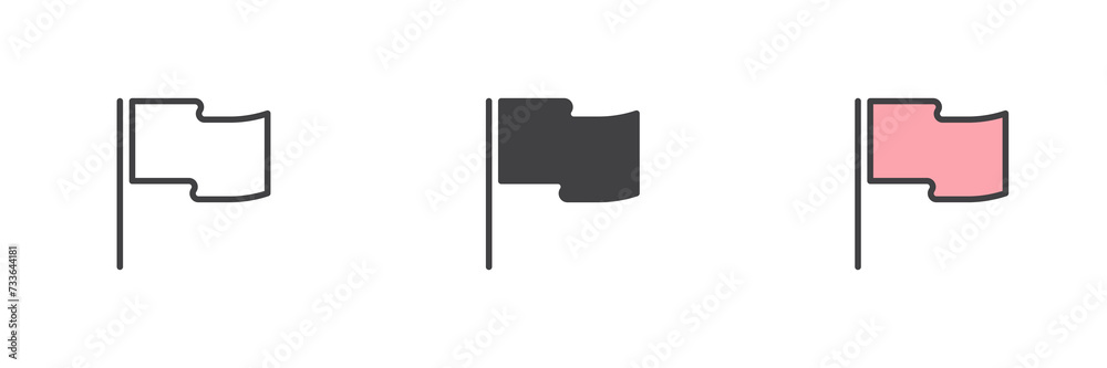Destination flag different style icon set Destination flag different style icon set