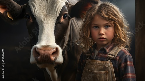 agriculture kid with cow