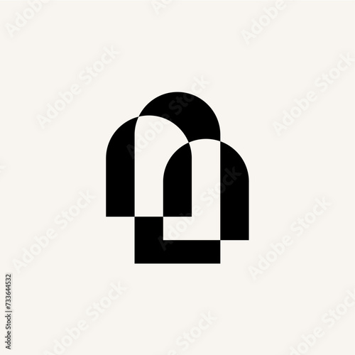niche door window shape logo vector icon illustration