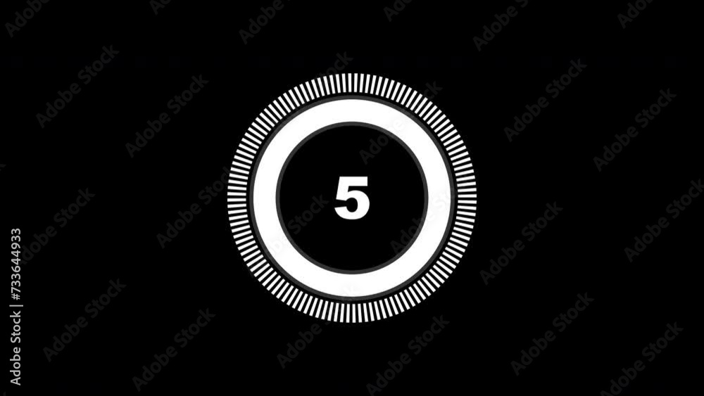 10 seconds countdown timer from 10 to 0, on black background 4K animation