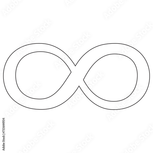 symbol nieskończoności czarny - prosty z wycofaniem - na białym tle - wektor