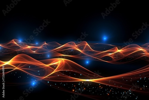 Glowing blue mesh on dark background, abstract futuristic design for web and graphic projects