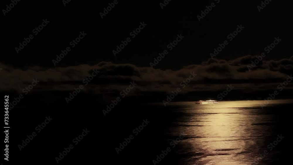 Cruise Liner Glowing in the Night Sea Cruise Liner Glowing in the Night Sea