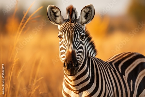 Majestic zebra. capturing the thrilling beauty of a zebra on an exciting safari adventure