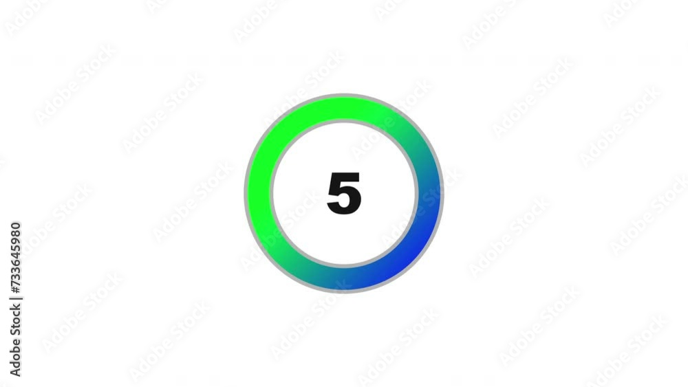 Gradient circle countdown timer 10 seconds animation from 10 to 0 seconds, on white background. 4k video Gradient circle countdown timer 10 seconds animation from 10 to 0 seconds, on white background. 4k video