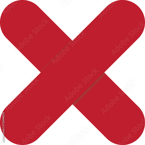 Red cross, wrong, check mark icon, Editable vector illustration stroke. Transparent background.