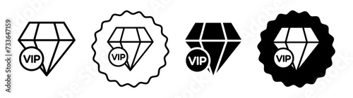 VIP set in black and white color. VIP simple flat icon vector