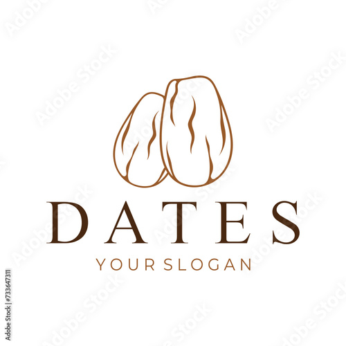 Date palm fruit plant logo design with leaves,seeds and date palm tree isolated background exotic organic plant.