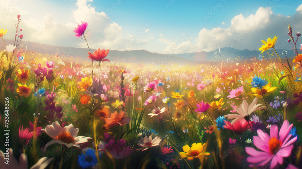 Burst of Colors: Wildflowers in Mountain Meadow