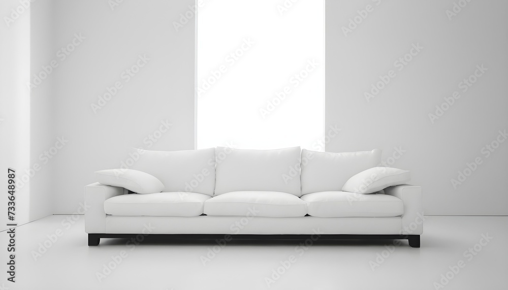 Fototapeta premium White modern sofa in an empty white room