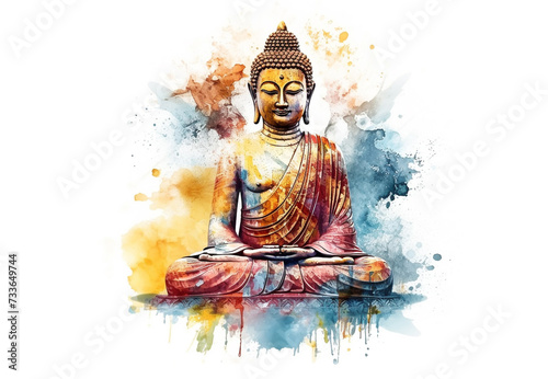 Lord buddha mediate watercolor style background 