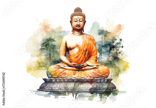 Lord buddha mediate watercolor style background 