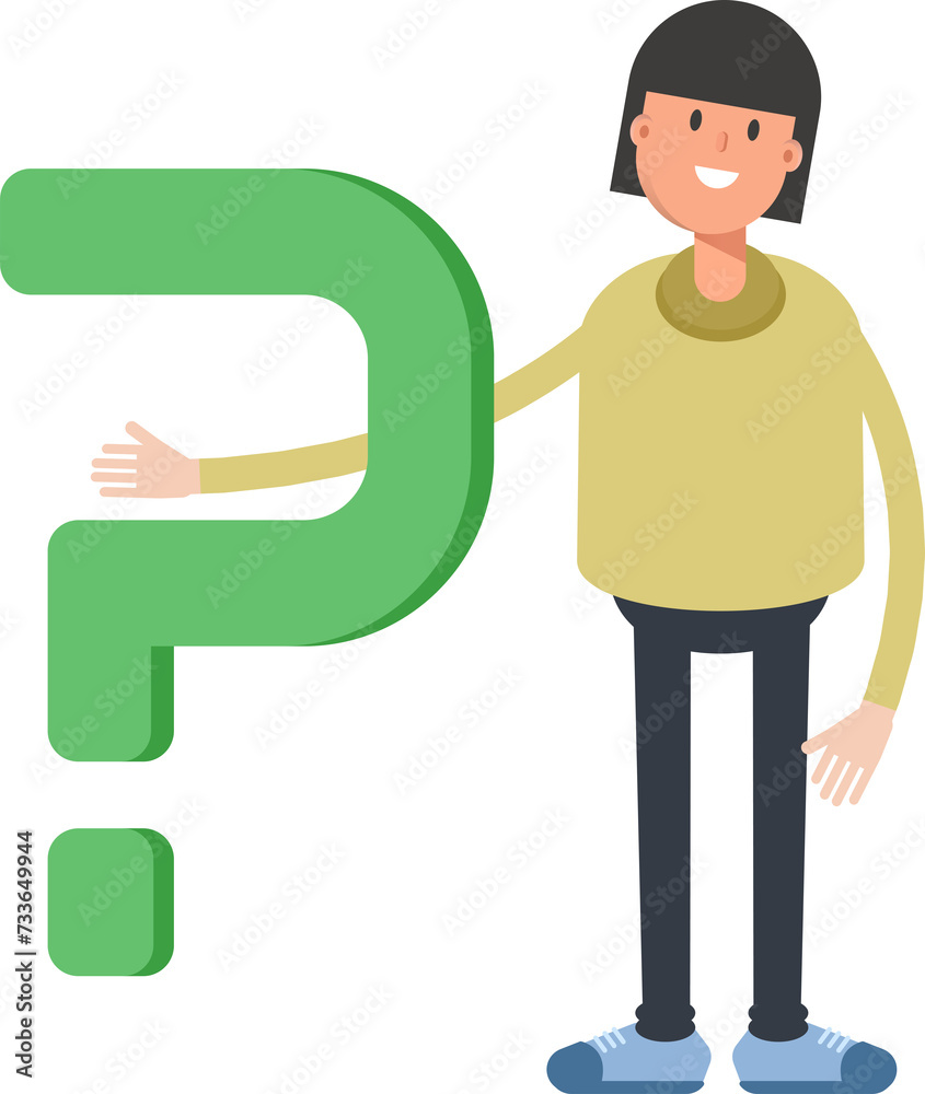 Girl Character and Question Mark
Girl Character and Question Mark