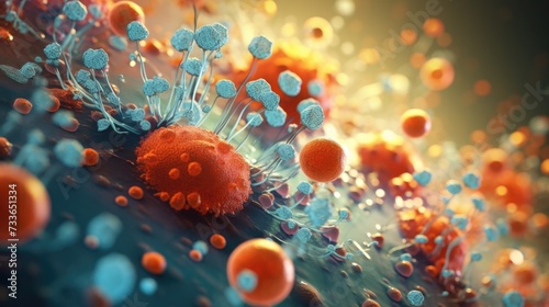 A close up of a virus cell. Generative AI. © serg3d