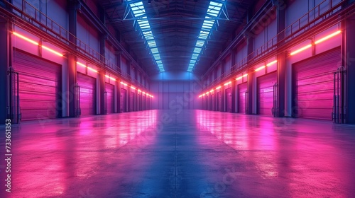 Modern warehouse of the future equipped with lasers