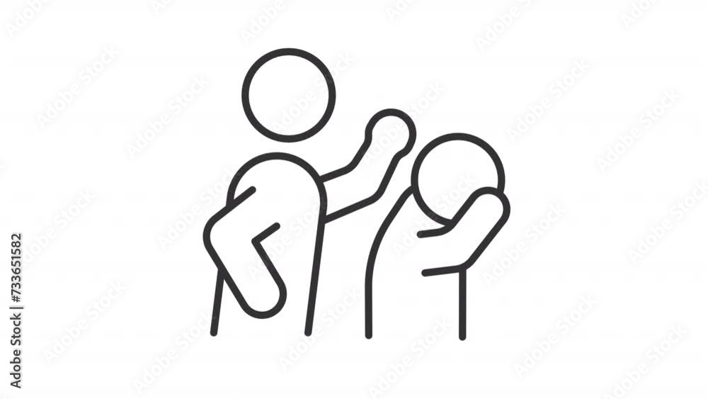 Psychological health animation set. Mental illness animated line icons. Mood disorder. Social companionship. Black illustrations on white background. HD video with alpha channel. Motion graphic