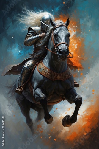 A knight riding a horse in the heat of battle. © Lancelot